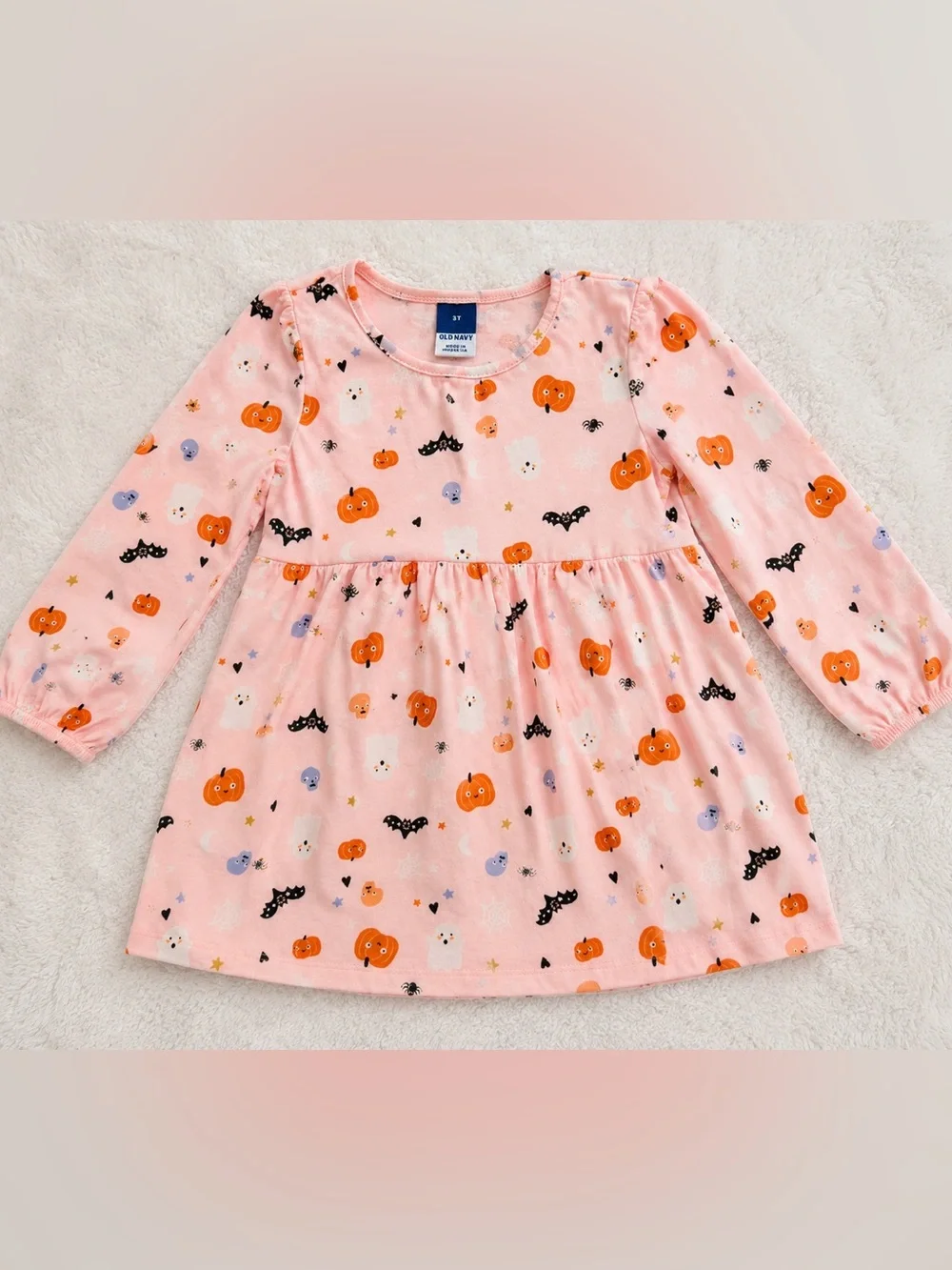 Old Navy Pink Halloween Pumpkin & Ghost Print Dress